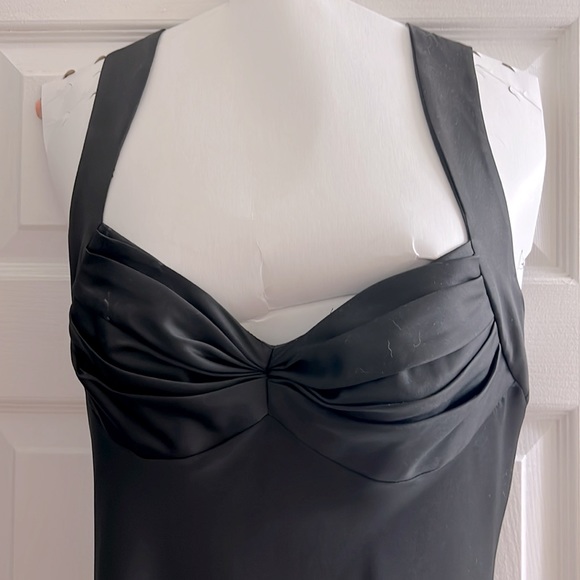 🖤 BLACK CRISS-CROSS BACK BRIDESMAID GOWN OR PROM DRESS Women’s 14 M/L Bust: 38” - Picture 3 of 8